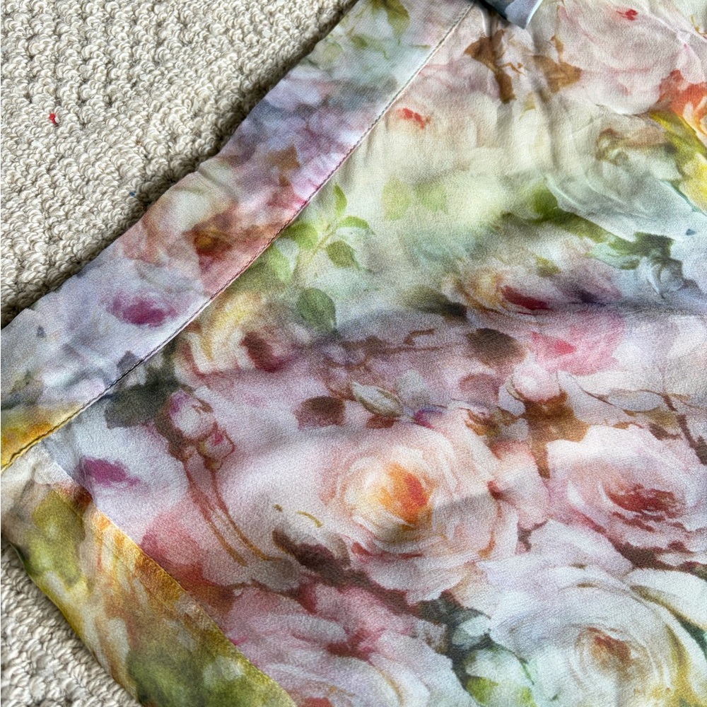 Valentino vintage flowy watercolor Floral Silk Skirt soft luxury romantic garden - Picture 11 of 16